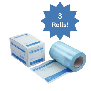 lot 108 image: MSRP $100  Lot of 3 Boxes Cardinal Health T90006 6 x 100 ft. Paper Sterilization Tubing  Durable, Reliable Sterilization Wrap   Bulk Lot Perfect for Clinics, Facilities, or Practice Settings