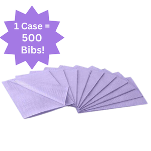 lot 122 image: 1 Case Braval 143-7789 2-Ply Tissue  1-Ply PE Patient Bibs  Lavender  Soft, Absorbent, and Comfortable  Ideal for Dental, Medical, and Patient Care  Convenient Bulk Pack for Everyday Use