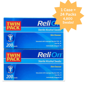 lot 8 image: NEW 1 Case (24 Boxes Each has 200 Swabs Per Box) ReliOn 2-Ply Alcohol Swabs Pads  Individually Wrapped For Hygiene & Convenience  Perfect For Medical, Home, Or Travel Use  Trusted Quality Brand