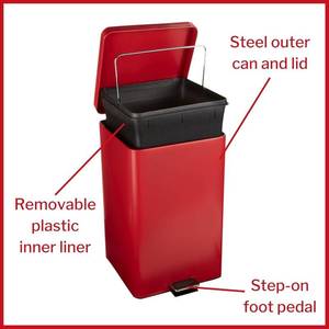lot 64 image: MSRP $500   Lot of 2 McKesson Entrust Step-On&nbsp32 Quart  8 gallon Biohazard Medical Waste Steel Receptacles  Durable & Hands-Free Design  Great Condition  Ideal for Medical Facilities or Labs