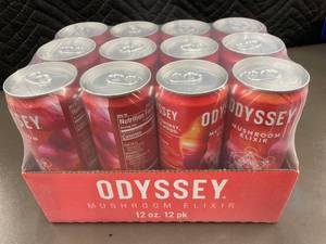 lot 182 image: SD 3 - Odyssey Mushroom Elixir Sparkling Drink 12 oz Passionfruit Guava 12-Pack
