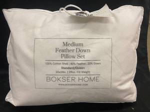lot 1 image: Medium Feather Down Pillow Set - StandardQueen