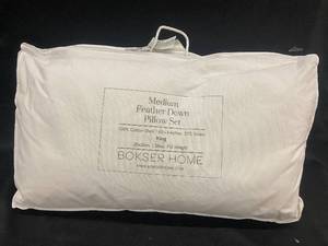 lot 5 image: King Medium Feather Down Pillow Set