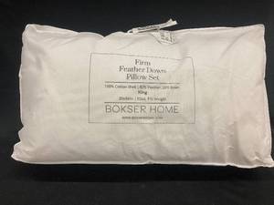 lot 16 image: Bokser Home Firm Feather Down King Pillow Set of 2