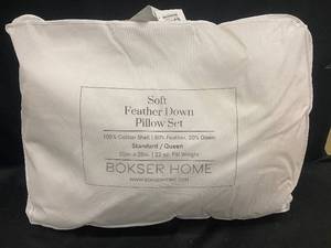 lot 19 image: 2 Pack Soft Feather Down Pillow Set - StandardQueen