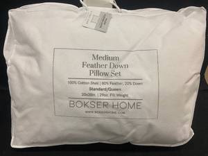 lot 44 image: Medium Feather Down Pillow Set - StandardQueen Size