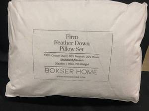 lot 74 image: Firm Feather Down Pillow Set StandardQueen 20x28 - Packaging Dirty