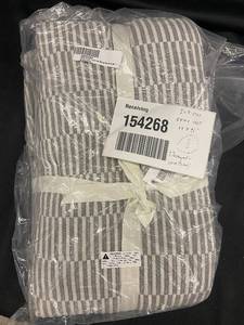 lot 91 image: KingCal King Cotton Textured Stripe Duvet Cover