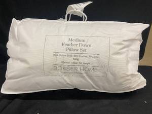 lot 112 image: King Size Medium FeatherDown Pillow Set with 20x36 Covers