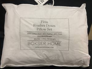 lot 126 image: 2 Pack Firm Feather Down Pillow Set - StandardQueen