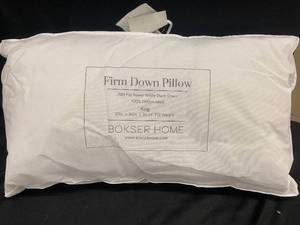lot 130 image: Bokser Home King Size Firm Down Pillow 20x36 with 700 Fill Power