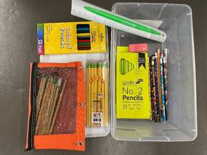 lot 15 image: Assorted Stationery Kit with Pencils, Colored Pencils, and Pencil Case