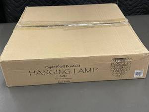 lot 49 image: Capiz Shell Pendant Hanging Lamp by World Market