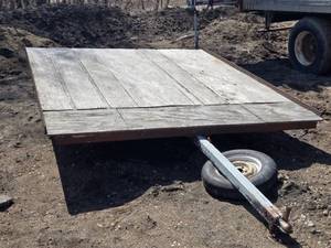 lot 11 image: Used Flatbed Trailer Frame with Wooden Dump Deck that is 86 x 98, Hitch Tongue is 47