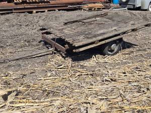 lot 13 image: Used Wooden Agricultural Box Trailer with Steel Frame