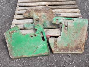 lot 75 image: Lot of 3 John Deere Tractor Suitcase Weights - One is Marked 47 kg