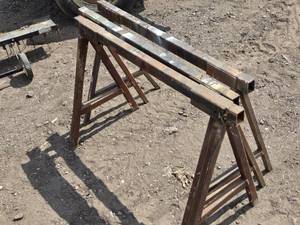 lot 79 image: 3 Heavy Duty Steel Sawhorses