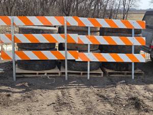 lot 105 image: Lot of 2 Used Traffic Barricades with Reflective Stripes - No Bases
