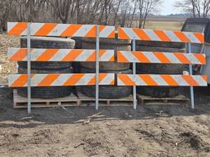 lot 107 image: Lot of 2 Used Traffic Barricades with Reflective Stripes - No Bases