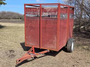 lot 190 image: Red Livestock or Utility Trailer for Farm or Yard Use