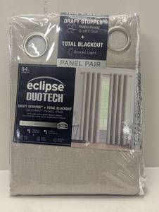 lot 153 image: Eclipse Duo Tech -  Total BlackoutDraft Stopper Grommet Panel Curtains Pair - Maddox Linen