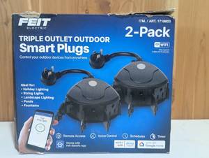 Feit Electric Triple Outlet Outdoor Smart Plugs, 2-Pack, WiFi, Controls Devices from Anywhere, Voice Control