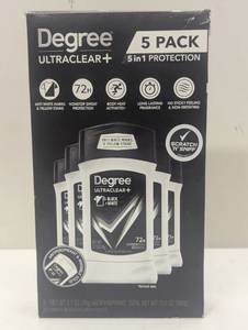 lot 125 image: Degree Solid Antiperspirant Deodorant Ultra clear Mens BlackWhite 2.7oz - 5 Pack