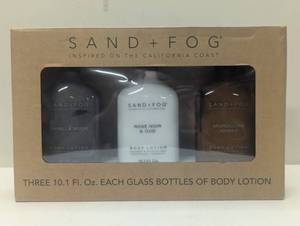 lot 110 image: Sand  Fog Body Lotion Set Of 3 Glass Bottles - 10.1 fl ozEa