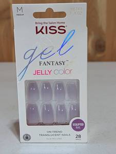 lot 63 image: KISS Products Gel Fantasy Jelly Color Sculpted Long Square Translucent Fake Nails - Quince Jelly - 31ct
