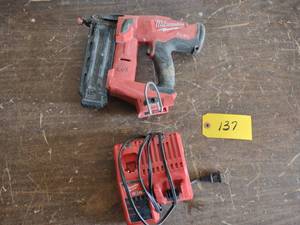 lot 137 image: Milwaukee 18 Volt Brad Nailer, with...