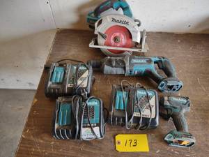 lot 173 image: Makita Cordless Tools, No Batteries...