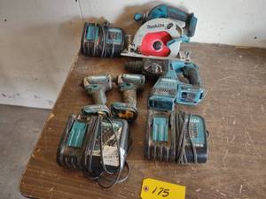 lot 175 image: Makita Cordless Tools, No Batteries...