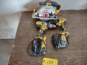 lot 177 image: Dewalt Cordless Tools, No Batteries...