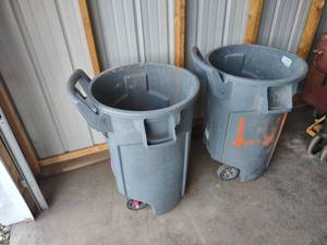 lot 212 image: (2) Rubbermaid Brute Rolling Trash ...
