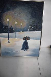 lot 71 image: Winter Night Stroll Painting by Eleanor Barger
