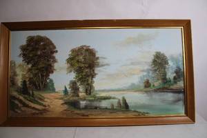 lot A-78 image: Vintage Framed Landscape Oil Painting