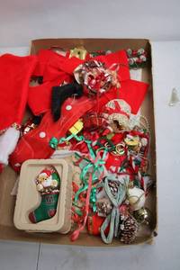 lot 83 image: Collection of Holiday Ornaments and Decorations with Stocking