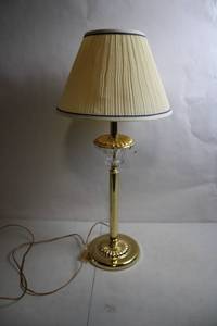 lot 92 image: Brass Table Lamp with Crystal Accents and Shade