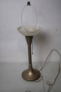 lot 93 image: Vintage Brass Floor Lamp Base with Glass Shade