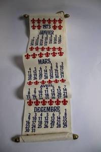 lot 104 image: 1973 Vintage Felt Calendar with Fleur-de-lis Design