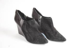 lot 161 image: Vince Camuto Black Suede Wedge Heeled Ankle Boots Size 39.5