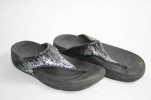 lot 165 image: Sequined Black FitFlop Sandals, Size EU 38US 7