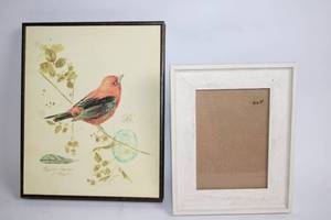 lot 184 image: Set of 2 Bird Print Framed Art and Empty 5x7 Photo Frame