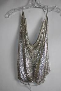 lot 198 image: Sparkling Silver Sequined Drape Neck Top