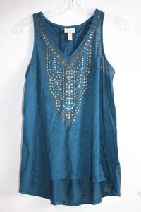lot 204 image: Knox Rose Embellished Blue Sleeveless Top - Size Small