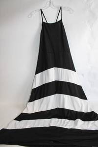 lot 219 image: Black and White Striped Maxi Dress - Size 2XL