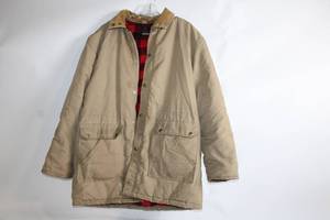 lot 222 image: American JAC Mens Large Tan Jacket with Red Buffalo Plaid Lining