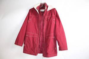 lot 225 image: Nuage Red Hooded Parka Coat with White Stitching - Size SS