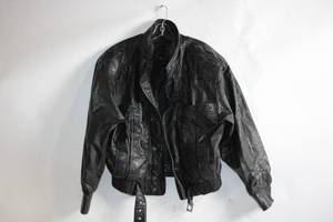 lot 236 image: Byrnes & Baker Mens Black Leather Bomber Jacket, Size Large