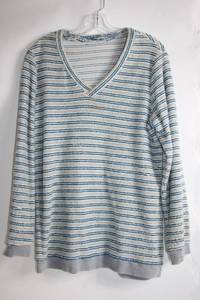 lot 247 image: Striped V-Neck Long Sleeve Sweater